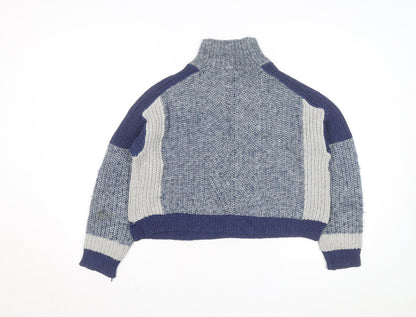 Whistles Women's Blue Chunky High Neck Knit Jumper Size S