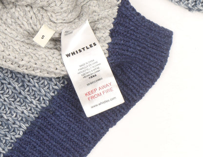 Whistles Women's Blue Chunky High Neck Knit Jumper Size S