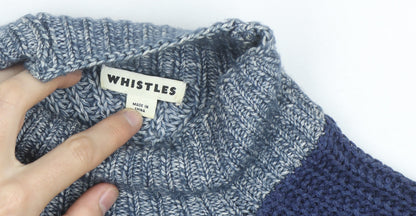Whistles Women's Blue Chunky High Neck Knit Jumper Size S