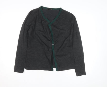 Dimensions Womens Grey V-Neck Long Sleeve Cardigan Size 10