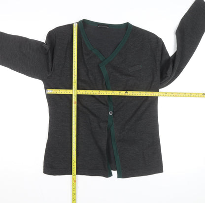 Dimensions Womens Grey V-Neck Long Sleeve Cardigan Size 10