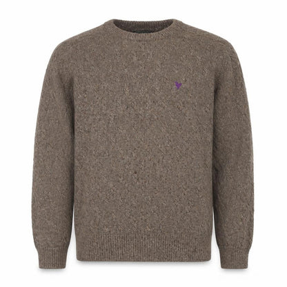 John Partridge Men’s Brown Cable-Knit Wool Blend Jumper XL