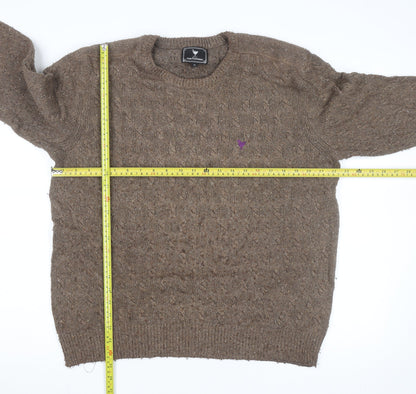 John Partridge Men’s Brown Cable-Knit Wool Blend Jumper XL
