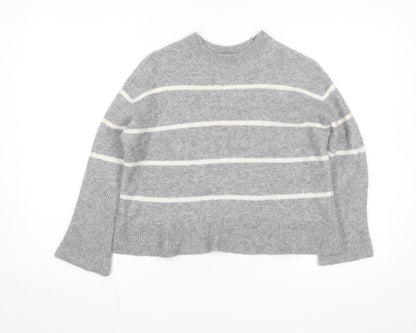 & Other Stories Women Grey Wool Blend Striped Jumper Crew Neck Size S