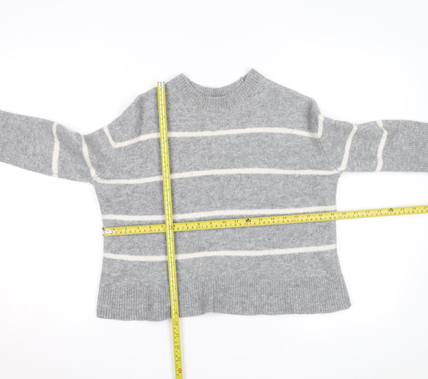 & Other Stories Women Grey Wool Blend Striped Jumper Crew Neck Size S