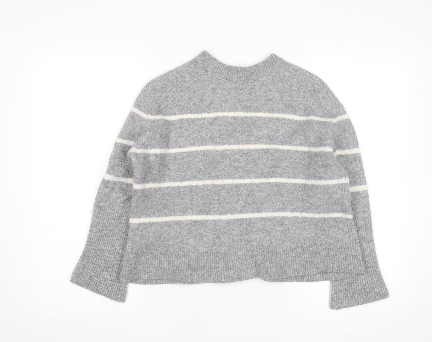 & Other Stories Women Grey Wool Blend Striped Jumper Crew Neck Size S