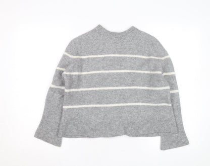 & Other Stories Women Grey Wool Blend Striped Jumper Crew Neck Size S