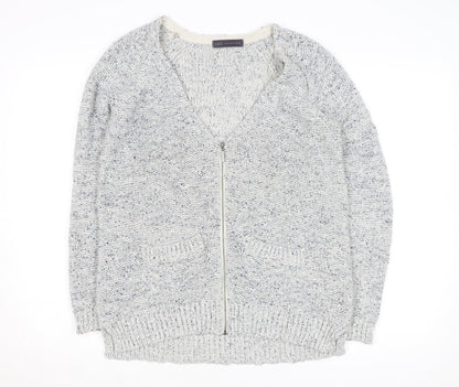 Marks and Spencer Women’s Grey V-Neck Full Zip Knit Cardigan Size 14