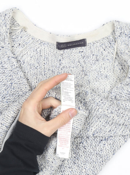 Marks and Spencer Women’s Grey V-Neck Full Zip Knit Cardigan Size 14