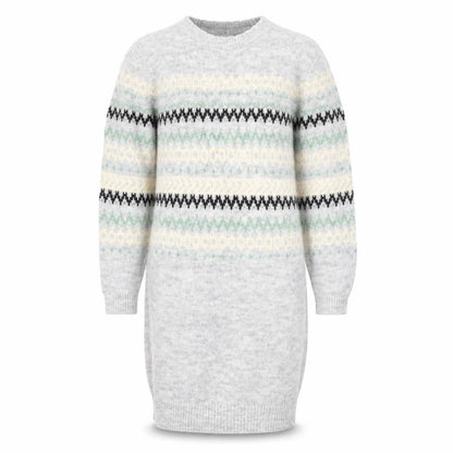 FatFace Girls Grey Fair Isle Long Sleeve Knit Sweater Dress 10-11 Years