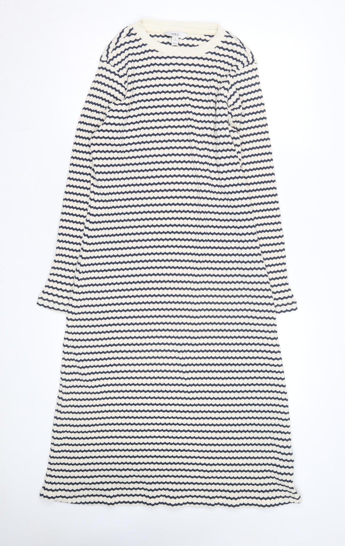 Marks and Spencer Women Petite Multicoloured Size 12 Knit Midi Shift Dress