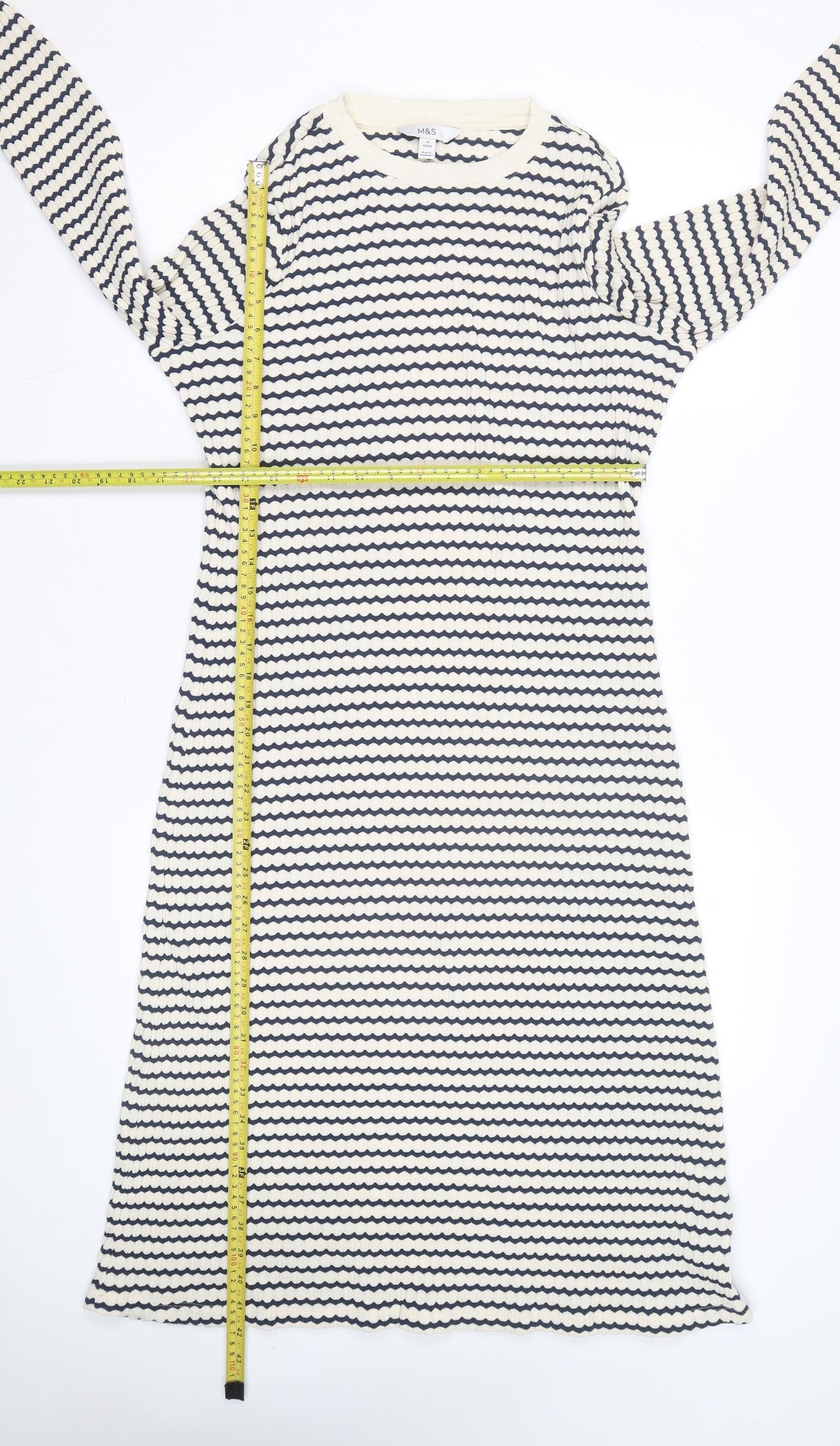 Marks and Spencer Women Petite Multicoloured Size 12 Knit Midi Shift Dress
