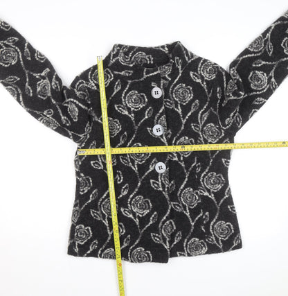 Kaliko Women’s Black Floral Wool Blend Cardigan Size 12