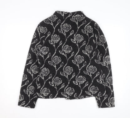 Kaliko Women’s Black Floral Wool Blend Cardigan Size 12