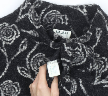 Kaliko Women’s Black Floral Wool Blend Cardigan Size 12