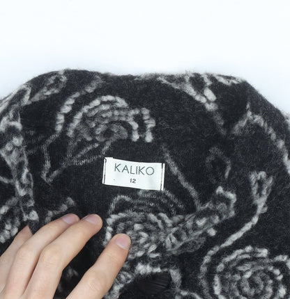 Kaliko Women’s Black Floral Wool Blend Cardigan Size 12