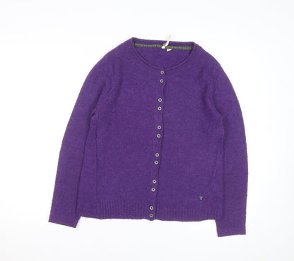 White Stuff Women's Purple Wool Blend Knit Cardigan Size 12
