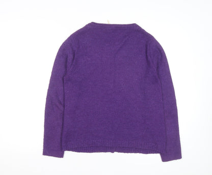 White Stuff Women's Purple Wool Blend Knit Cardigan Size 12
