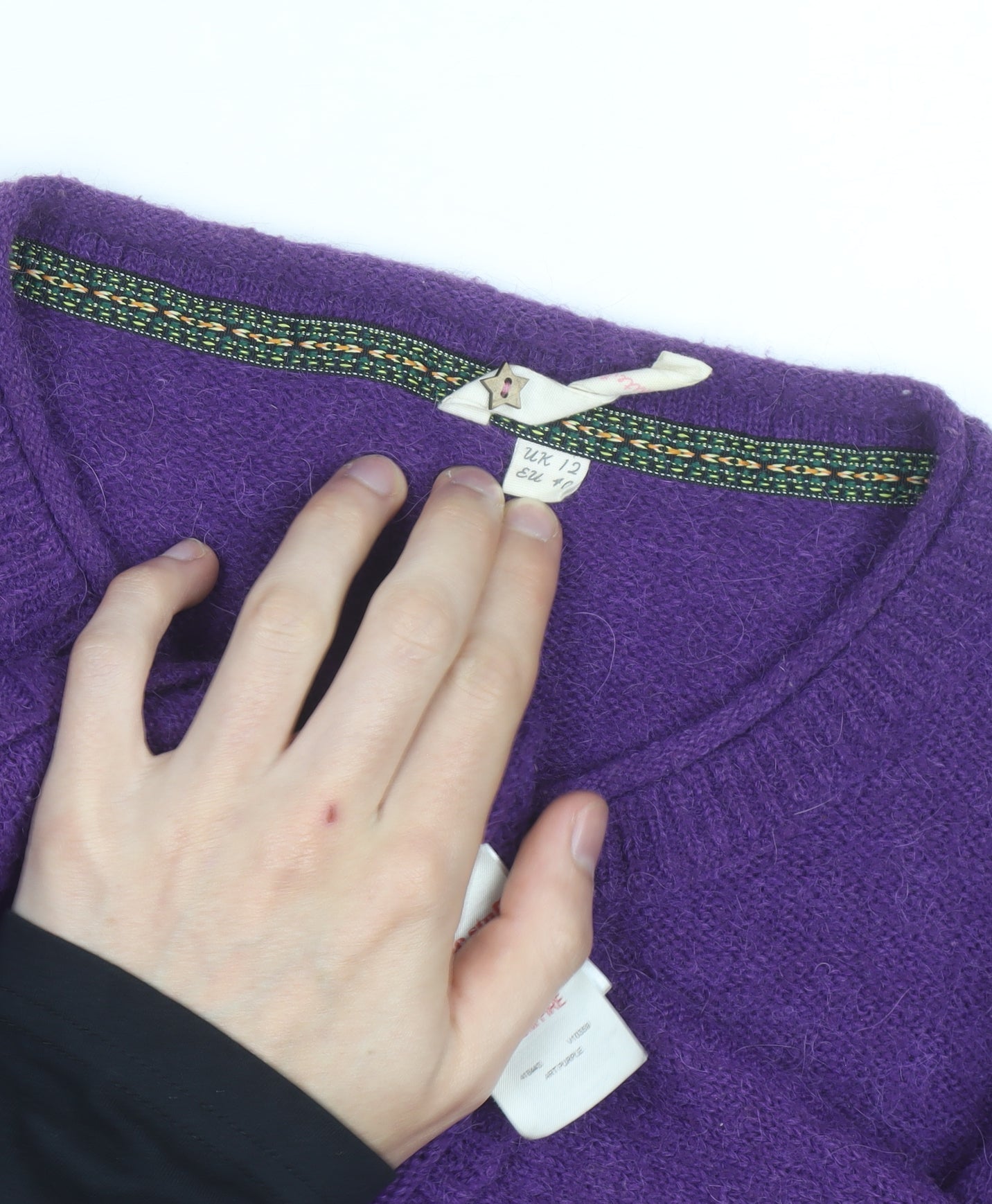 White Stuff Women's Purple Wool Blend Knit Cardigan Size 12