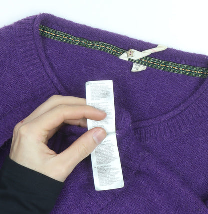 White Stuff Women's Purple Wool Blend Knit Cardigan Size 12