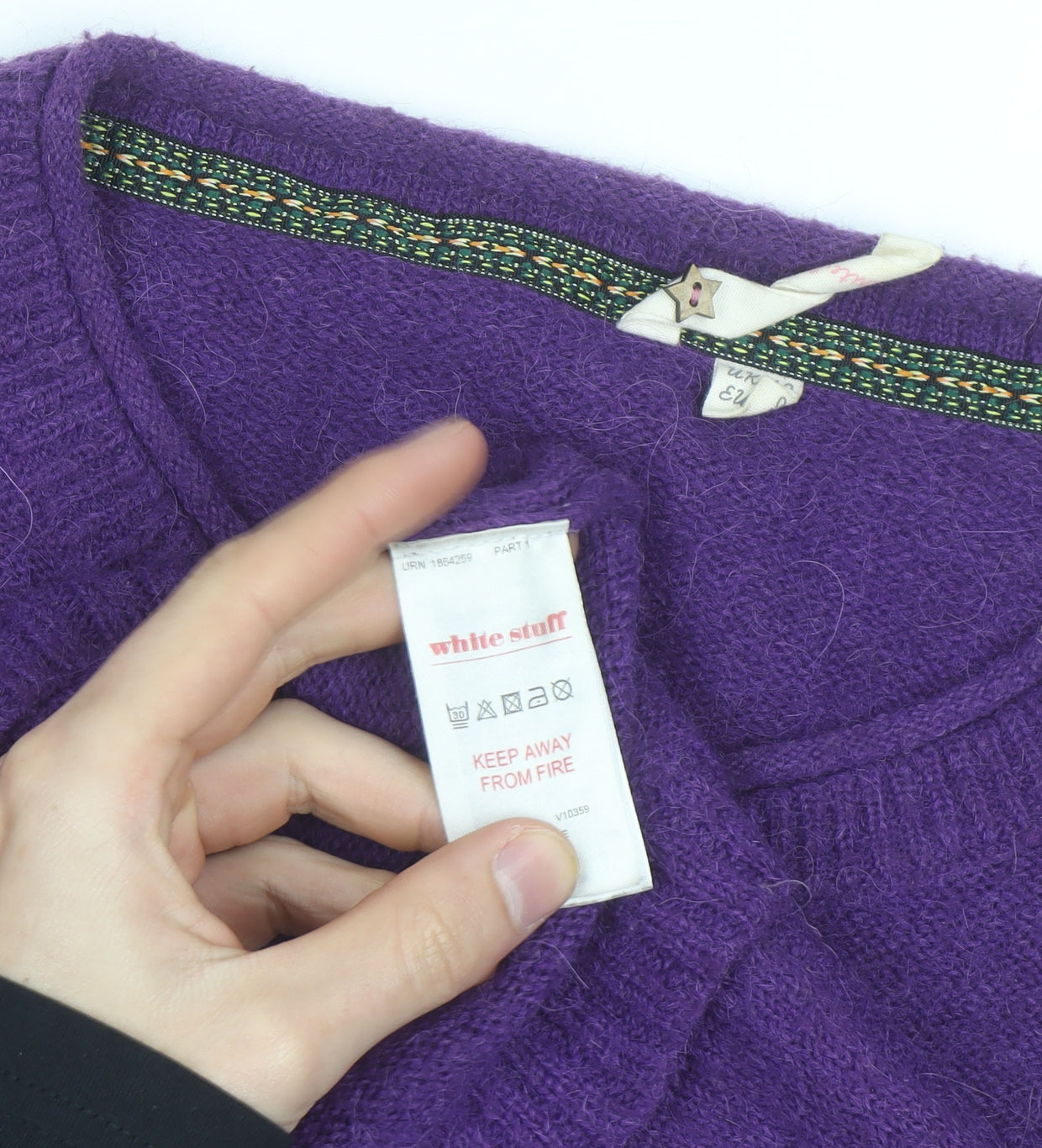 White Stuff Women's Purple Wool Blend Knit Cardigan Size 12