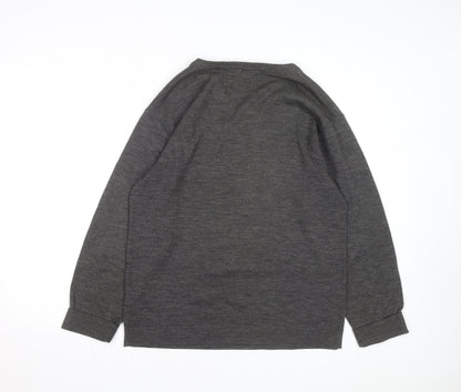 Premier Man Men's Grey Argyle V-Neck Wool Blend Jumper Size S