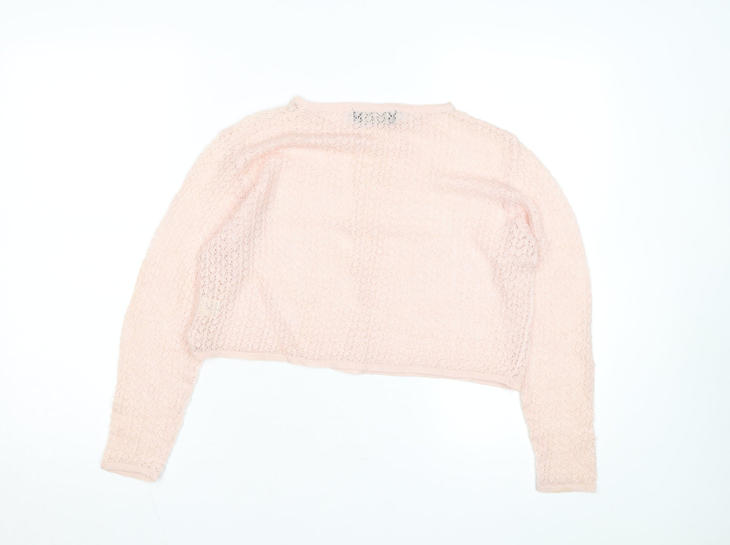 Debenhams Women Pink Linen Open-Knit Long Sleeve Jumper M