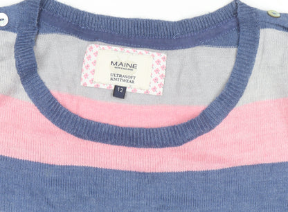 Maine New England Women's Multicoloured Striped Jumper Size 12