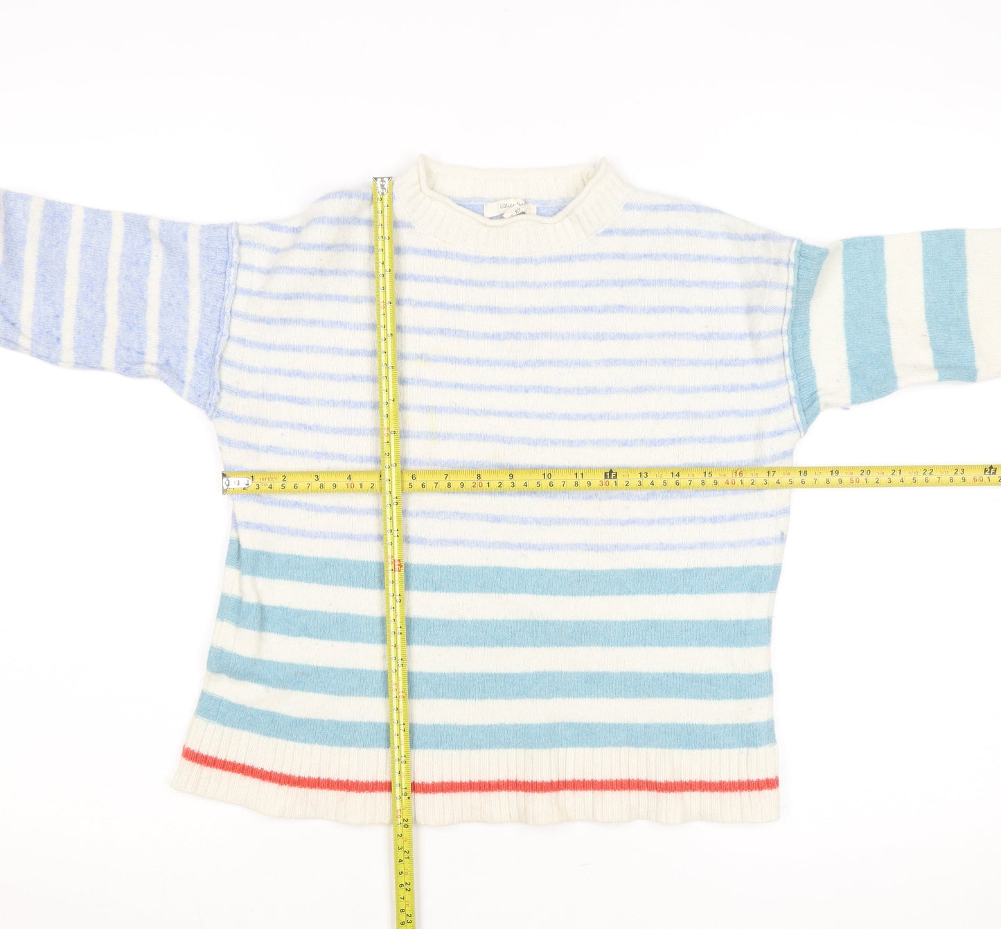White Stuff Women’s Multicoloured Wool Blend Striped Pullover Jumper Size 10