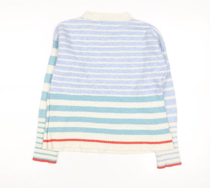 White Stuff Women’s Multicoloured Wool Blend Striped Pullover Jumper Size 10