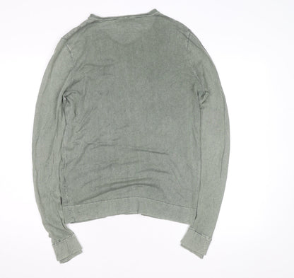 Replay Men's Green Long Sleeve V-Neck Cotton Casual Top M