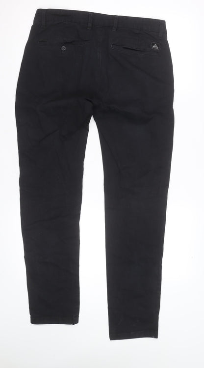 Zara Men Black Slim Fit Cotton Chino Trousers Size 32