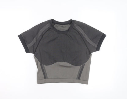Sweaty Betty Women Grey Cropped Athletic Short Sleeve T-Shirt M