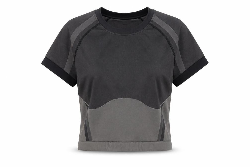 Sweaty Betty Women Grey Cropped Athletic Short Sleeve T-Shirt M