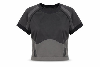 Sweaty Betty Women Grey Cropped Athletic Short Sleeve T-Shirt M