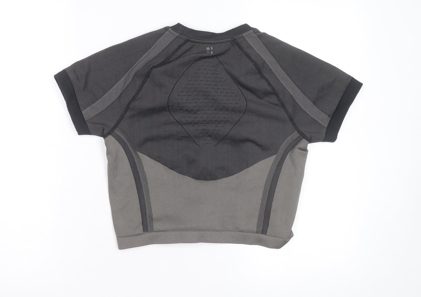 Sweaty Betty Women Grey Cropped Athletic Short Sleeve T-Shirt M