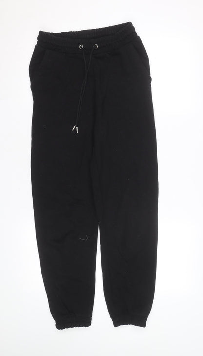 Stradivarius Women Black Jogger Trousers Size M Fleece Elastic Waist