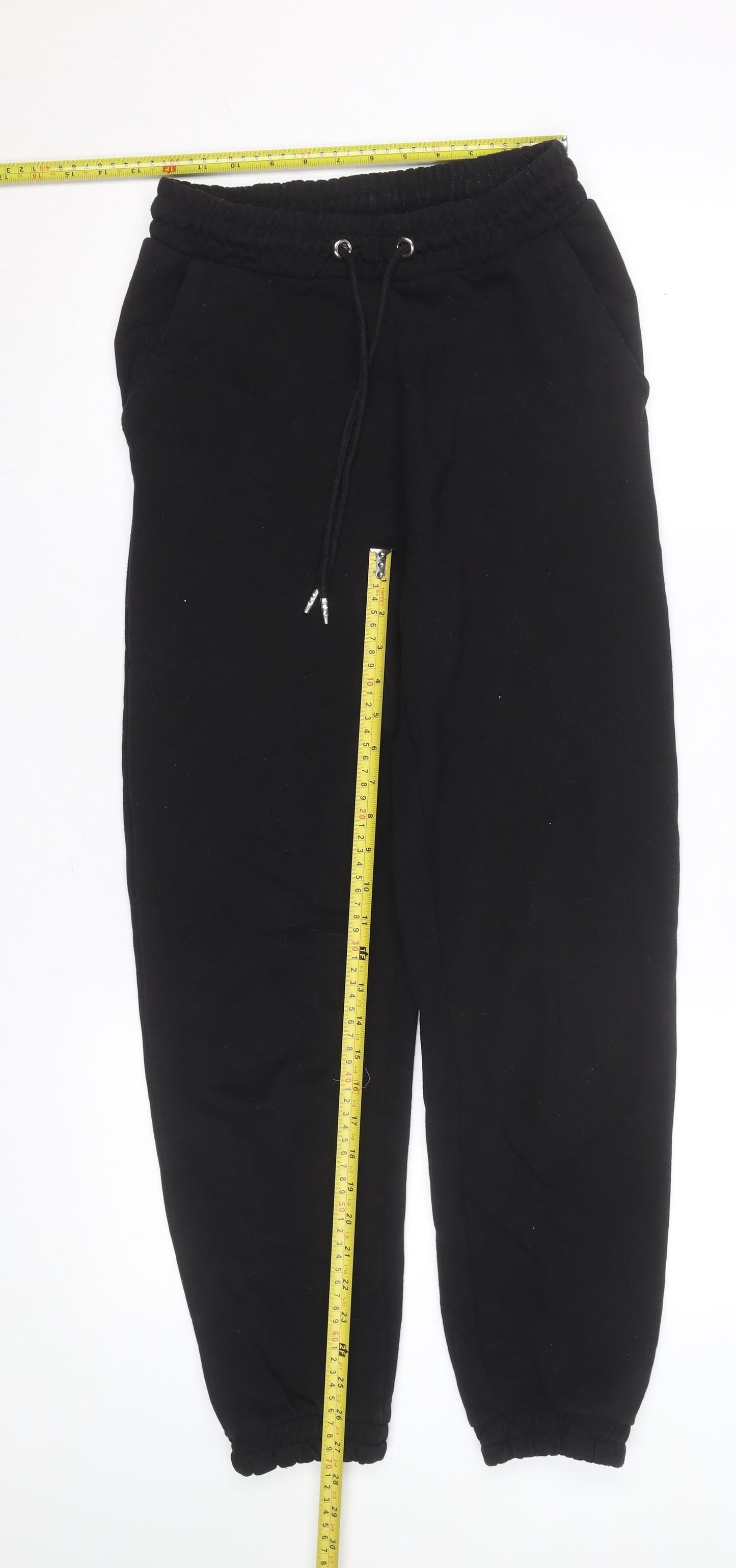 Stradivarius Women Black Jogger Trousers Size M Fleece Elastic Waist