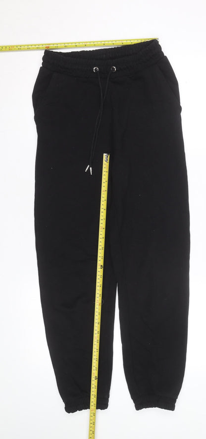Stradivarius Women Black Jogger Trousers Size M Fleece Elastic Waist