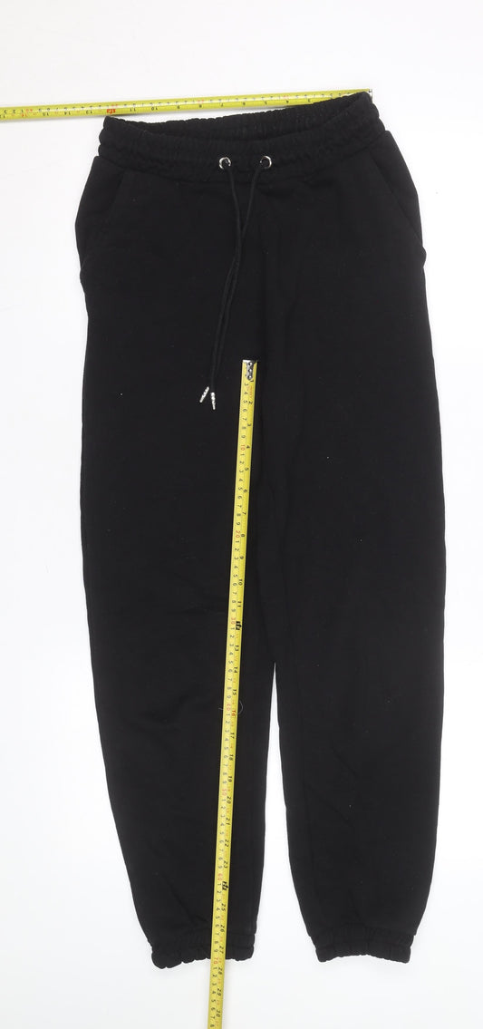 Stradivarius Women Black Jogger Trousers Size M Fleece Elastic Waist