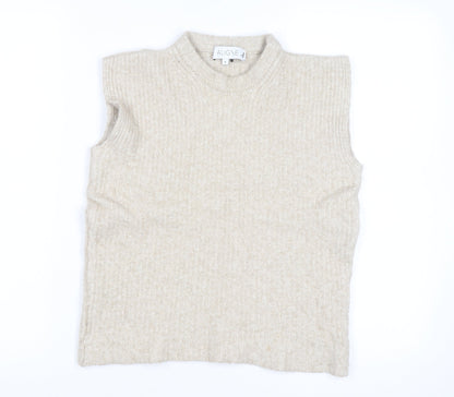 Aligne Women’s Beige Wool Blend Mock Neck Sleeveless Vest Jumper Size S