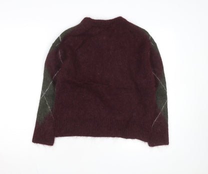 Marks and Spencer Women’s Multicoloured Argyle Wool Pullover Jumper S