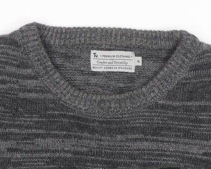 Tu Men's Grey Penguin Christmas Jumper XL Crew Neck Knit