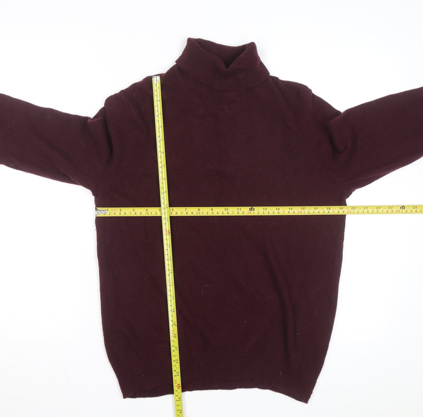 Savile Row Company Men's Brown Merino Cashmere Roll Neck Jumper L
