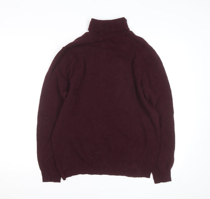 Savile Row Company Men's Brown Merino Cashmere Roll Neck Jumper L