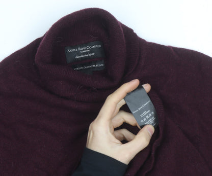 Savile Row Company Men's Brown Merino Cashmere Roll Neck Jumper L