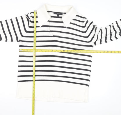 Next Women's Black Stripe Collared Pullover Jumper Size 12