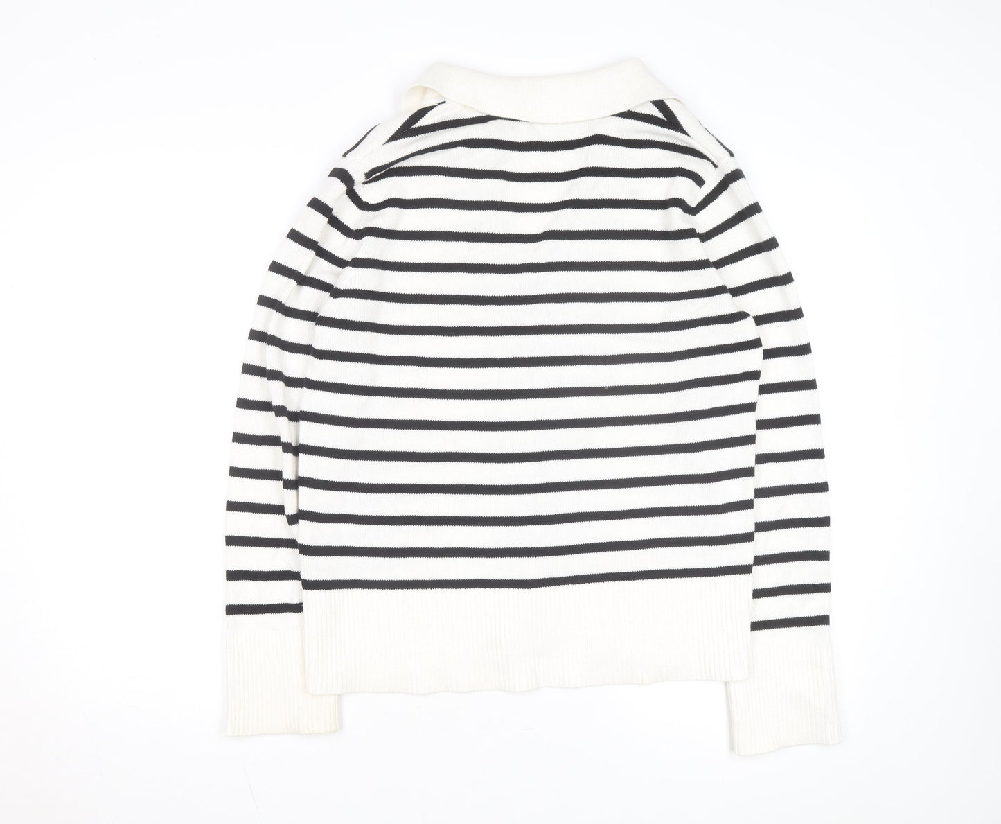 Next Women's Black Stripe Collared Pullover Jumper Size 12