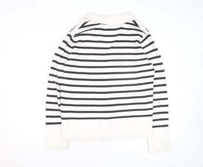Next Women's Black Stripe Collared Pullover Jumper Size 12
