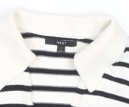 Next Women's Black Stripe Collared Pullover Jumper Size 12